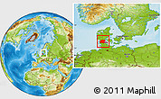 Physical Location Map of Sonderjylland, within the entire country