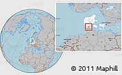 Gray Location Map of Norre Rangstrup, highlighted country, hill shading
