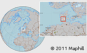 Gray Location Map of Norre Rangstrup, highlighted parent region, hill shading