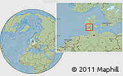 Savanna Style Location Map of Norre Rangstrup, hill shading