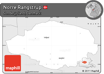 Silver Style Simple Map of Norre Rangstrup