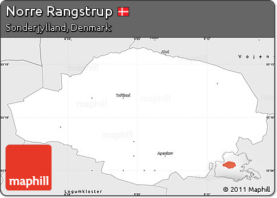Silver Style Simple Map of Norre Rangstrup