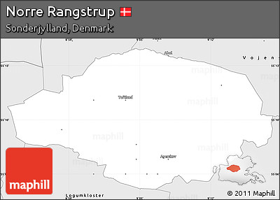 Silver Style Simple Map of Norre Rangstrup