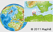 Physical Location Map of Rodekro, highlighted country, highlighted parent region, within the entire country