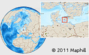 Shaded Relief Location Map of Fladsa, highlighted parent region