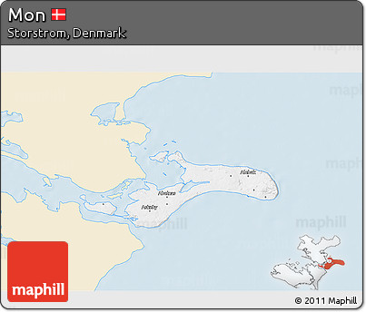 Classic Style 3D Map of Mon, single color outside