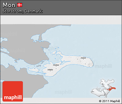Gray 3D Map of Mon, single color outside
