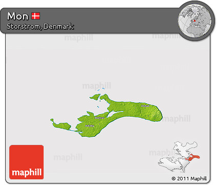 Physical 3D Map of Mon, cropped outside