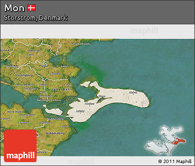Shaded Relief 3D Map of Mon, satellite outside