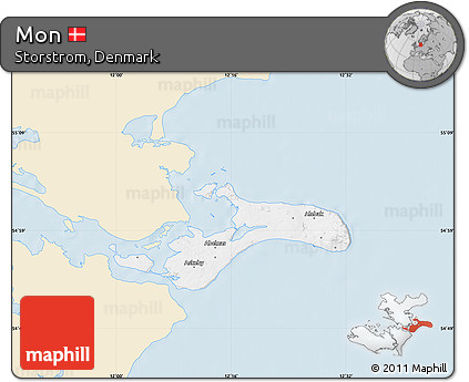Classic Style Map of Mon, single color outside