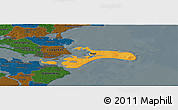 Political Panoramic Map of Mon, darken