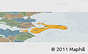 Political Panoramic Map of Mon, semi-desaturated