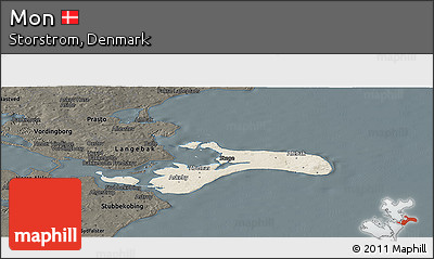 Shaded Relief Panoramic Map of Mon, darken