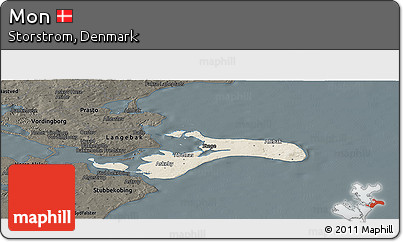 Shaded Relief Panoramic Map of Mon, darken