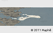 Shaded Relief Panoramic Map of Mon, darken