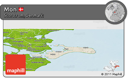 Shaded Relief Panoramic Map of Mon, physical outside