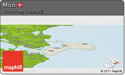 Shaded Relief Panoramic Map of Mon, physical outside