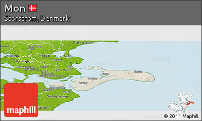 Shaded Relief Panoramic Map of Mon, physical outside