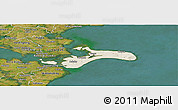 Shaded Relief Panoramic Map of Mon, satellite outside