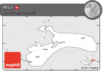 Silver Style Simple Map of Mon, cropped outside