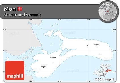Silver Style Simple Map of Mon, single color outside
