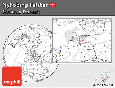 Blank Location Map of Nykobing Falster, highlighted country