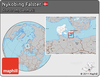 Gray Location Map of Nykobing Falster, highlighted country, highlighted parent region