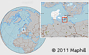 Gray Location Map of Nykobing Falster, highlighted country, highlighted parent region, hill shading