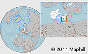 Gray Location Map of Nykobing Falster, highlighted country, hill shading