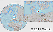 Gray Location Map of Nykobing Falster, highlighted parent region, hill shading