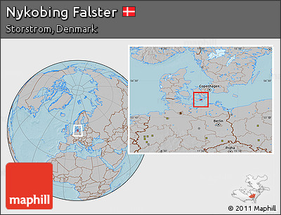 Gray Location Map of Nykobing Falster, hill shading