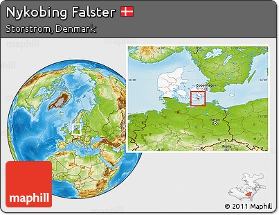 Physical Location Map of Nykobing Falster, highlighted country