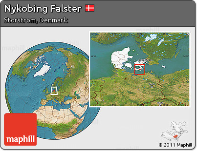 Satellite Location Map of Nykobing Falster, highlighted country