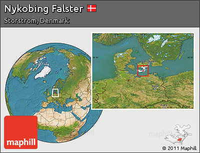 Satellite Location Map of Nykobing Falster, highlighted parent region