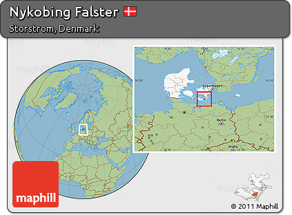 Savanna Style Location Map of Nykobing Falster, highlighted country