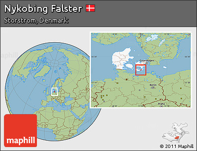 Savanna Style Location Map of Nykobing Falster, highlighted country