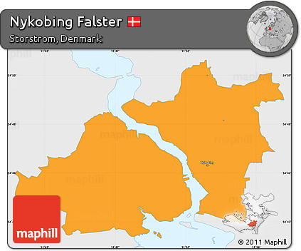 Political Simple Map of Nykobing Falster, single color outside