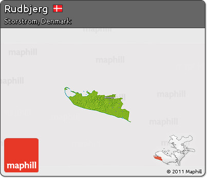 Physical 3D Map of Rudbjerg, cropped outside