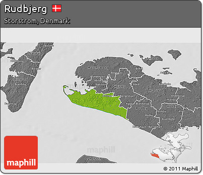 Physical 3D Map of Rudbjerg, desaturated