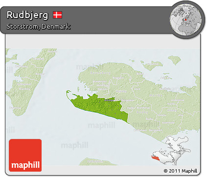 Physical 3D Map of Rudbjerg, lighten