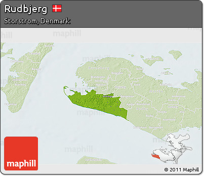 Physical 3D Map of Rudbjerg, lighten