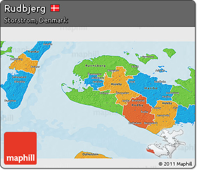 Political 3D Map of Rudbjerg