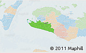 Political 3D Map of Rudbjerg, lighten