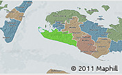 Political 3D Map of Rudbjerg, semi-desaturated