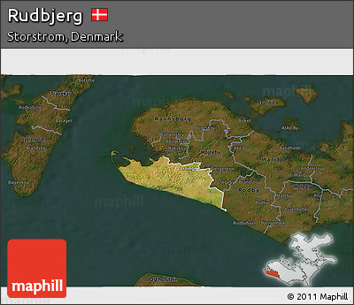 Satellite 3D Map of Rudbjerg, darken