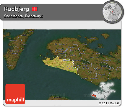 Satellite 3D Map of Rudbjerg, darken
