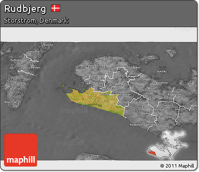 Satellite 3D Map of Rudbjerg, desaturated