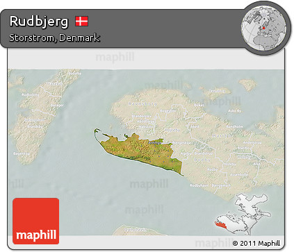 Satellite 3D Map of Rudbjerg, lighten