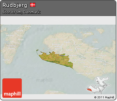 Satellite 3D Map of Rudbjerg, lighten