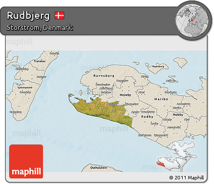 Satellite 3D Map of Rudbjerg, shaded relief outside